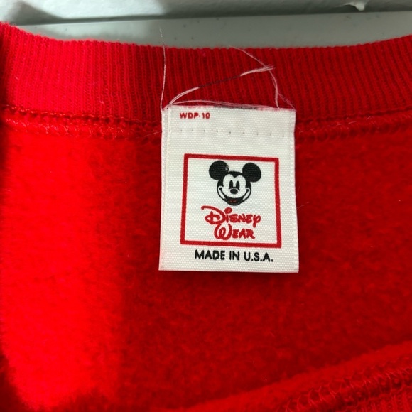 Disney Wear VTG Mickey Mouse Sweatshirt Adult Large Red Made in USA - Picture 8 of 10
